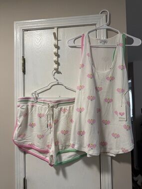 P.J. Salvage pickleball Tank & Shorts Set with Pink and Green Trim. NWT xl